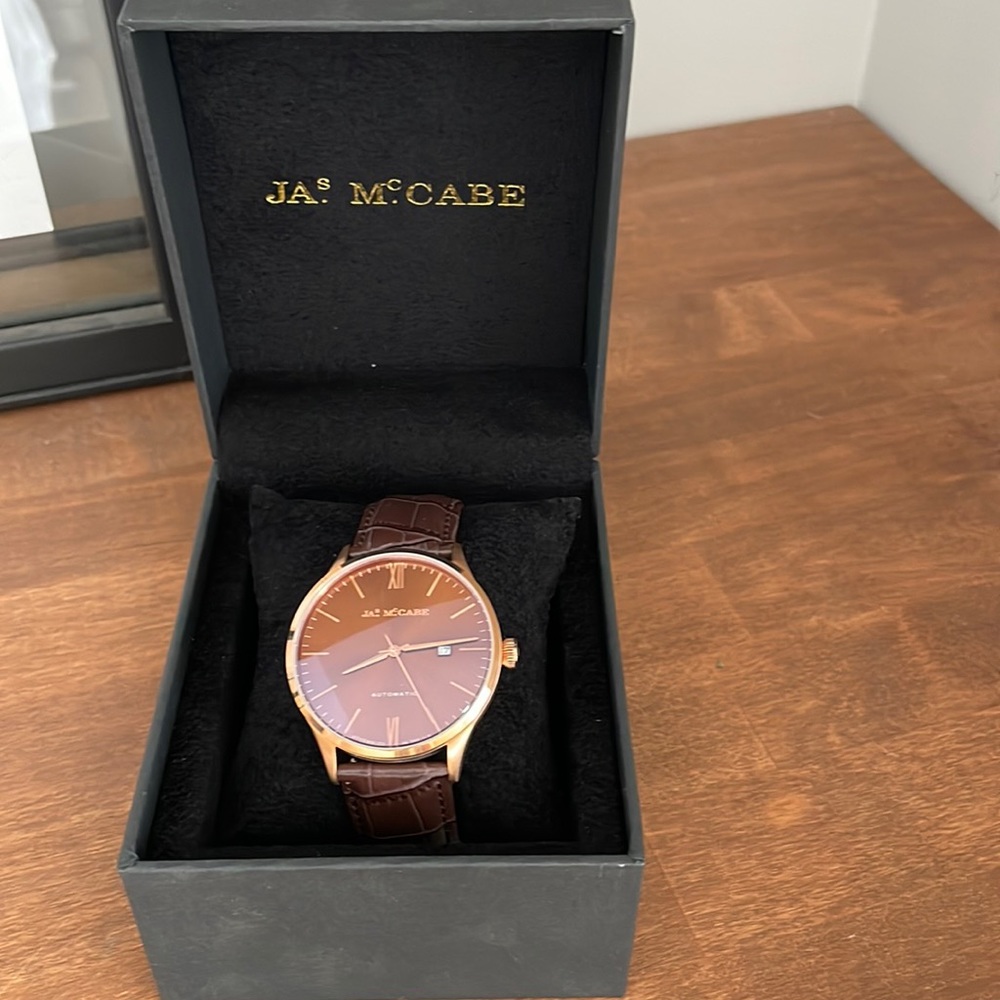 James McCabe London Automatic Cognac Brown Watch